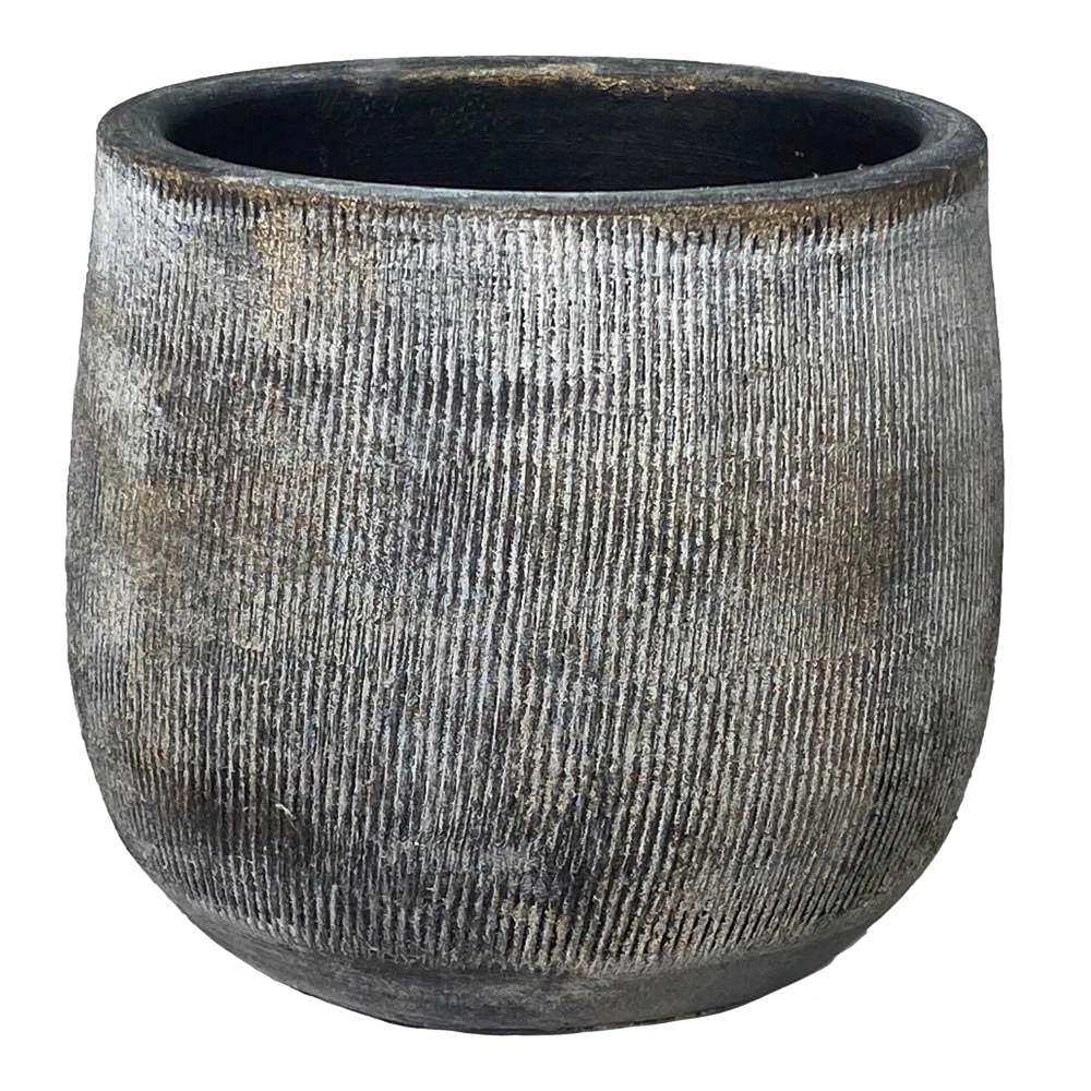 Bloempot Miami - D19 X H17cm - Zwart Cement