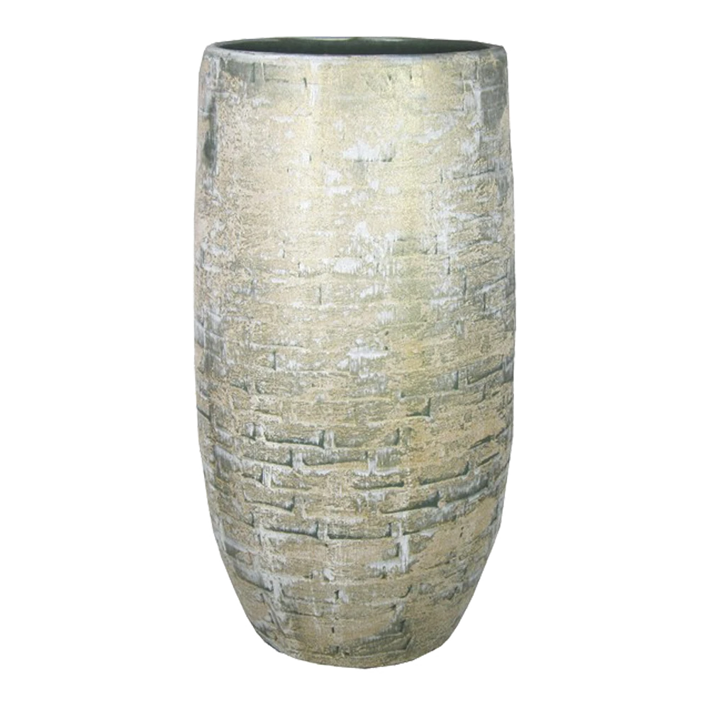 Bloempot Steef Hoog - D26 X H50cm - Creme Groen