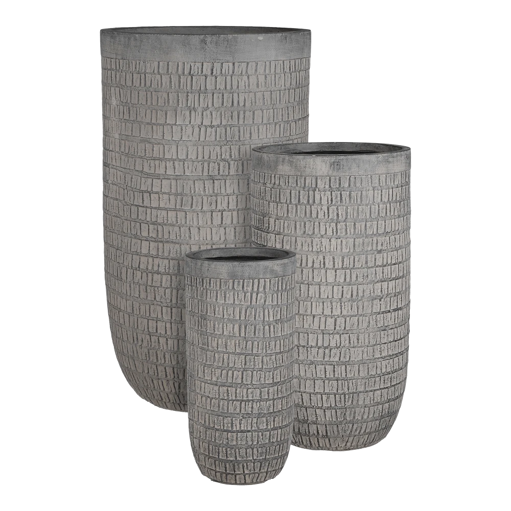 Bloempot Tallinn - D24 X H48,5cm - Zwart-grijs