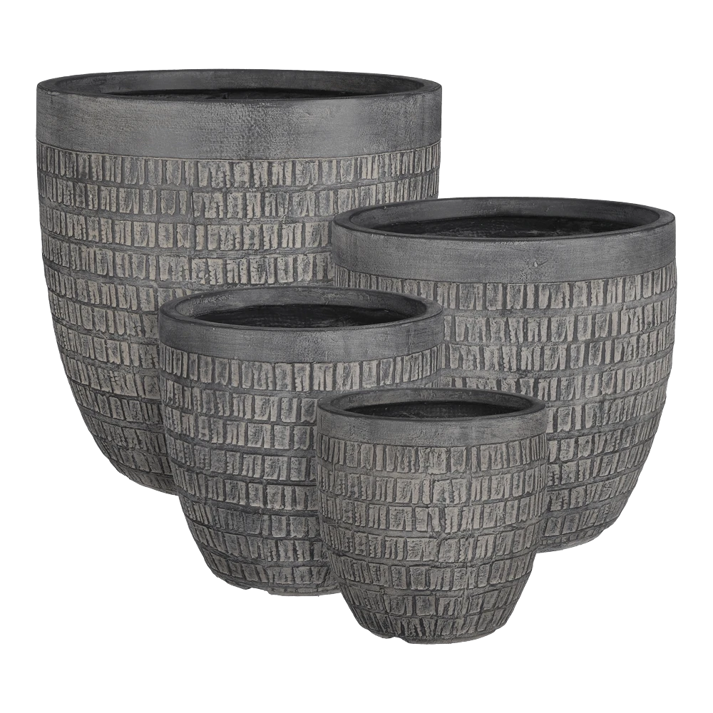 Bloempot Tallinn - D25,5 X H26cm - Zwart-grijs