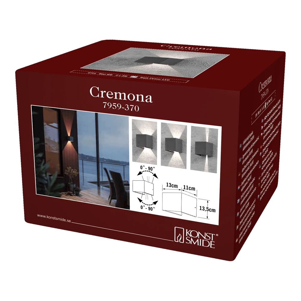 Konstsmide Cremona PowerLED 230V Wandlamp Flush 13.5cm, 2x 3W - Afbeelding 5