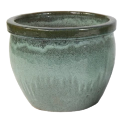 Bloempot Glazed Delta Rim - D38 X H31cm - Groen