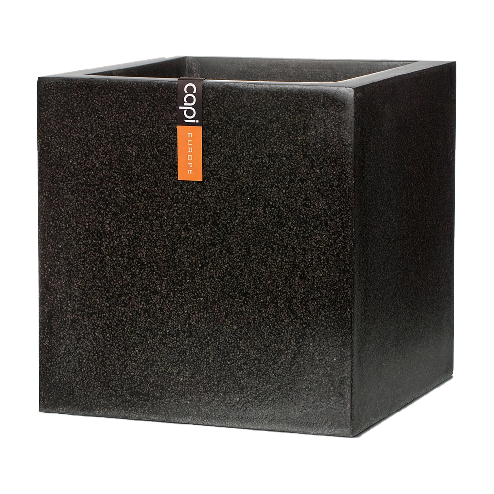 Capi Plantenbak Vierkant Lux Terrazo - L30 X B30 X H30cm - Zwart